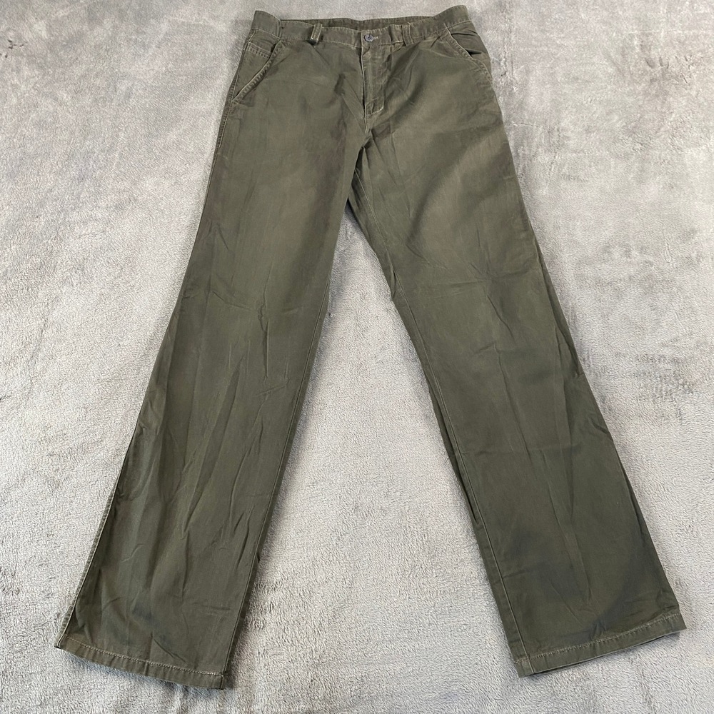 IFS Chinos Men 32x33 Olive Green Straight Leg Classic Utility Casual Pants